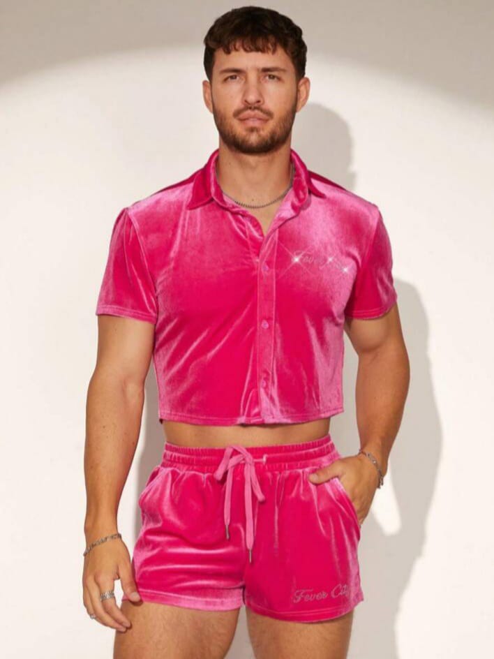 NIGHT-RIDER Men's Velvet Super Soft Sleepwear Shirt & Short Set
